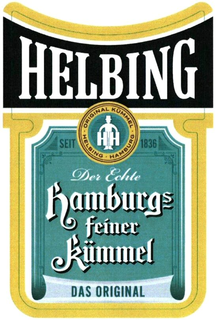 HELBING · ORIGINAL KÜMMEL  · HELBING · HAMBURG H H SEIT 1836 DER ECHTE HAMBURGS FEINER KÜMMEL DAS ORIGINAL trademark