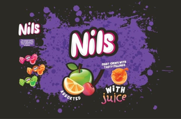 NILS; THE SWEETS ITSELF IF YOU STRAIGHT UP BITE INTO IT SOMETIMES IT POPS WHICH IS NICE WE GUESS FRUIT CHEWS WITH TASTY FILLINGS WITH JUICE ASSORTED trademark