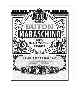 BUTON MARASCHINO RICETTA ORIGINALE CON DISTILLATO DI MARASCHE FONDATA NEI 1820 GRAND PRIX PARIGI 1900 JEAN BUTON trademark
