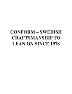 CONFORM - SWEDISH CRAFTSMANSHIP TO LEAN ON SINCE 1978 trademark