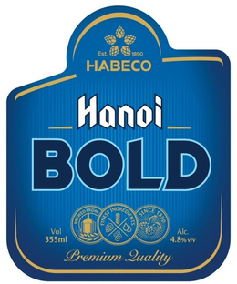 EST. 1890 HABECO HANOI BOLD BREWED FROM FINEST INGREDIENTS SINCE 1890 VOL 355ML ALC. 4.8% V/V PREMIUM QUALITY trademark