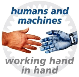 HUMANS AND MACHINES WORKING HAND IN HAND trademark