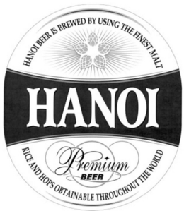 HANOI BEER IS BREWED BY USING THE FINEST MALT HANOI PREMIUM BEER RICE AND HOPS OBTAINABLE THROUGHOUT THE WORLD trademark