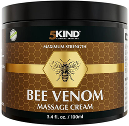 PARABEN FREE NATURAL MINERAL OIL FREE 5KIND CLINICAL SKINCARE MAXIMUM STRENGTH BEE VENOM MASSAGE CREAM 3.4 FL. OZ. / 100ML trademark