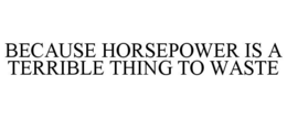 BECAUSE HORSEPOWER IS A TERRIBLE THING TO WASTE trademark