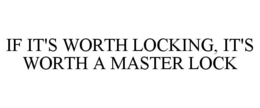 IF IT'S WORTH LOCKING, IT'S WORTH A MASTER LOCK trademark