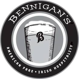 B BENNIGAN'S AMERICAN FARE IRISH HOSPITALITY trademark