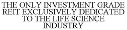 THE ONLY INVESTMENT GRADE REIT EXCLUSIVELY DEDICATED TO THE LIFE SCIENCE INDUSTRY trademark
