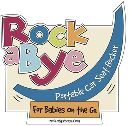 ROCKABYE PORTABLE CAR SEAT ROCKER FOR BABIES ON THE GO. ROCKABYEBASE.COM trademark