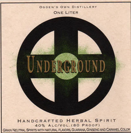 OGDEN'S OWN DISTILLERY ONE LITER UNDERGROUND HANDCRAFTED HERBAL SPIRIT 40% ALC/VOL. (80 PROOF) GRAIN NEUTRAL SPIRITS WITH NATURAL FLAVORS, GUARANA, GINSENG AND CARAMEL COLOR trademark