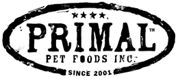 PRIMAL PET FOODS INC. SINCE 2001 trademark