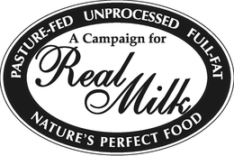 A CAMPAIGN FOR REAL MILK PASTURE-FED UNPROCESSED FULL-FAT NATURE'S PERFECT FOOD trademark