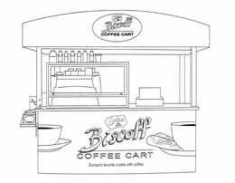 LOTUS BISCOFF COFFEE CART EUROPE'S FAVORITE COOKIE WITH COFFEE FREE BISCOFF COOKIE SERVED WITH EVERY COFFEE COFFEE ESPRESSO ICED COFFEE DRINK trademark