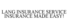 LANG INSURANCE SERVICE INSURANCE MADE EASY! trademark