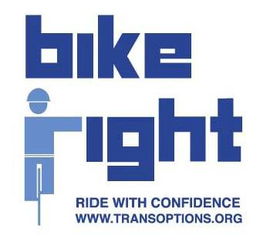BIKE RIGHT RIDE WITH CONFIDENCE WWW.TRANSOPTIONS.ORG trademark