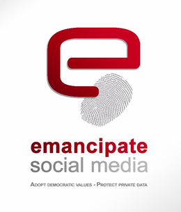 E EMANCIPATE SOCIAL MEDIA ADOPT DEMOCRATIC VALUES - PROTECT PRIVATE DATA trademark