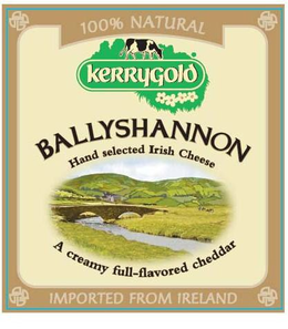 100 % NATURAL KERRYGOLD BALLYSHANNON HAND SELECTED IRISH CHEESE A CREAMY FULL-FLAVORED CHEDDAR IMPORTED FROM IRELAND trademark
