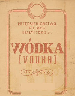 PRZEDSIEBIORSTWO, POLMOS, BIALYSTOK, S.A., WODKA, VODKA DISTILLED FROM GRAIN NET CONTENTS LOL 40% ALC/VOL trademark