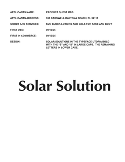 SOLAR SOLUTION trademark