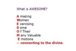 WHAT IS AWESOME AMAZING WOMEN EXERCISING SOME OF THEIR MANY VALUABLE EMOTIONS CONNECTING TO THE DIVINE trademark