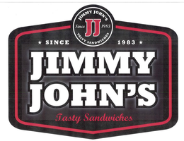 JJ SINCE 1983 JIMMY JOHN'S TASTY SANDWICHES SINCE 1983 JIMMY JOHN'S TASTY SANDWICHES trademark