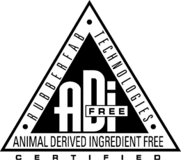 ADI FREE RUBBERFAB · TECHNOLOGIES · ANIMAL DERIVED INGREDIENT FREE CERTIFIED trademark