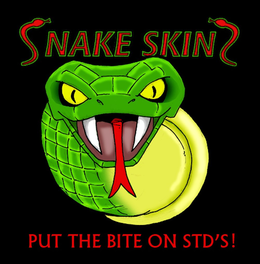 SNAKE SKINS PUT THE BITE ON STD'S ! trademark