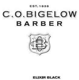 C.O. BIGELOW BARBER ELIXIR BLACK EST. 1838 COB trademark