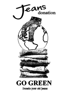 JEANS DONATION GO GREEN DONATE YOUR OLD JEANS trademark
