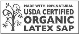 MADE WITH 100% NATURAL USDA CERTIFIED ORGANIC LATEX SAP trademark