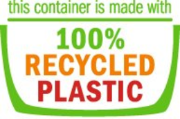 THIS CONTAINER IS MADE WITH 100% RECYCLED PLASTIC trademark