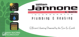 WILLIAM JANNONE & SONS INCORPORATED PLUMBING & HEATING EFFICIENT HEATING POWERED BY THE SUN & EARTH SOLAR PLUMBING RADIANT GREEN BUILDING TECHNOLOGY trademark