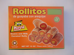 ROLLITOS DE GUAYABA CON AREQUIPE MAYTÉ GUAVA AND MILK CARAMEL ROLLS !SIENTE TU BANDERA, CREE EN TU PAIS! 12 UNITS NET WT 12 OZ / PESO NETO 340 G. trademark