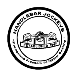 HANDLEBAR JOCKEYS M C ESTABLISHED 1947 "PIONEERING FREEDOM TO MASTER DESTINY" 24 83 trademark