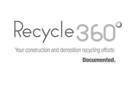 RECYCLE 360° YOUR CONSTRUCTION AND DEMOLITION RECYCLING EFFORTS DOCUMENTED. trademark