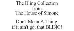 THE BLING COLLECTION FROM THE HOUSE OF SIMONE DON'T MEAN A THING, IF IT AIN'T GOT THAT BLING! trademark