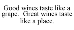 GOOD WINES TASTE LIKE A GRAPE. GREAT WINES TASTE LIKE A PLACE. trademark