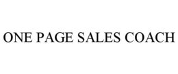 ONE PAGE SALES COACH trademark