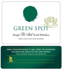 GREEN SPOT 1805 SINGLE POT STILL IRISH WHISKEY TRIPLE DISTILLED IRISH WHISKEY FROM A TRADITION DATING TO 1805, COMES THE INSPIRATION FOR GREEN SPOT SINGLE POT STILL IRISH WHISKEY TRIPLE DISTILLED, MATURED AND BOTTLED FOR trademark