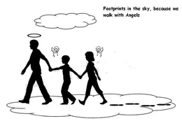 FOOTPRINTS IN THE SKY, BECAUSE WE WALK WITH ANGELS trademark