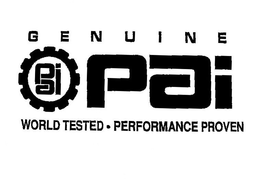 PAI PAI AND GENUINE WORLD TESTED PERFORMANCE PROVEN trademark