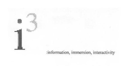 I3 INFORMATION, IMMERSION, INTERACTIVITY trademark