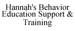 HANNAH'S BEHAVIOR EDUCATION SUPPORT & TRAINING trademark