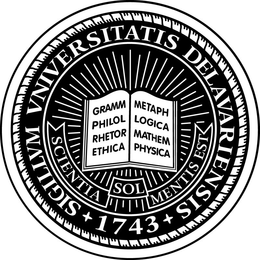 SIGILLVM VNIVERSITATIS DELAVARIENSIS 1743 SCIENTIA SOL MENTIS EST GRAMM METAPH PHILOL LOGICA RHETOR MATHEM ETHICA PHYSICA trademark