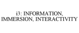 I3: INFORMATION, IMMERSION, INTERACTIVITY trademark