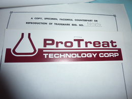 A COPY, SPECIMEN, FACIMILE, COUNTERPART OR REPRODUCTION OF TRADEMARK REG. NO. 192896 PROTREAT TECHNOLOGY CORP trademark