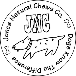 JNC JONES NATURAL CHEWS CO. DOGS KNOW THE DIFFERENCE trademark