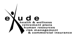 E X U D E HEALTH & WELLNESS RETIREMENT PLANS HUMAN RESOURCES RISK MANAGEMENT & COMMERCIAL INSURANCE trademark