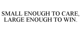 SMALL ENOUGH TO CARE, LARGE ENOUGH TO WIN. trademark