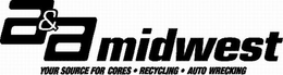 A&A MIDWEST YOUR SOURCE FOR CORES · RECYCLING · AUTO WRECKING trademark